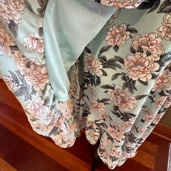 Altar'd State Women's Mint Floral Ruffle lined boho Dress, Size Medium - Picture 10 of 16